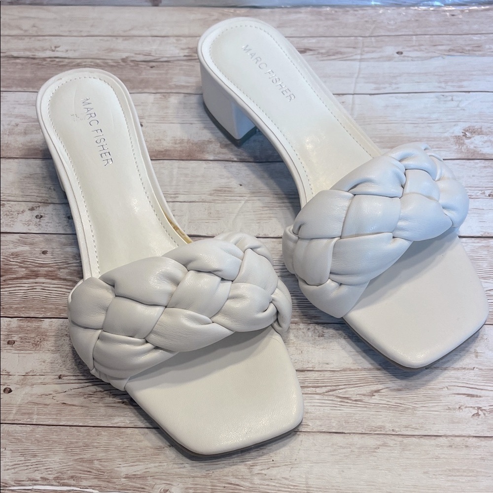 Marc Fisher Cream Braided Sandals